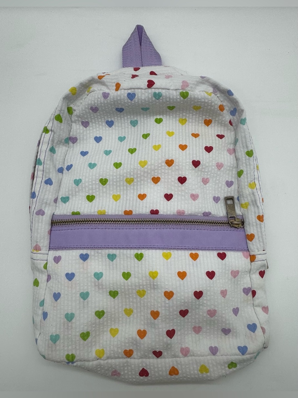 Mint Tiny Hearts Seersucker Backpack